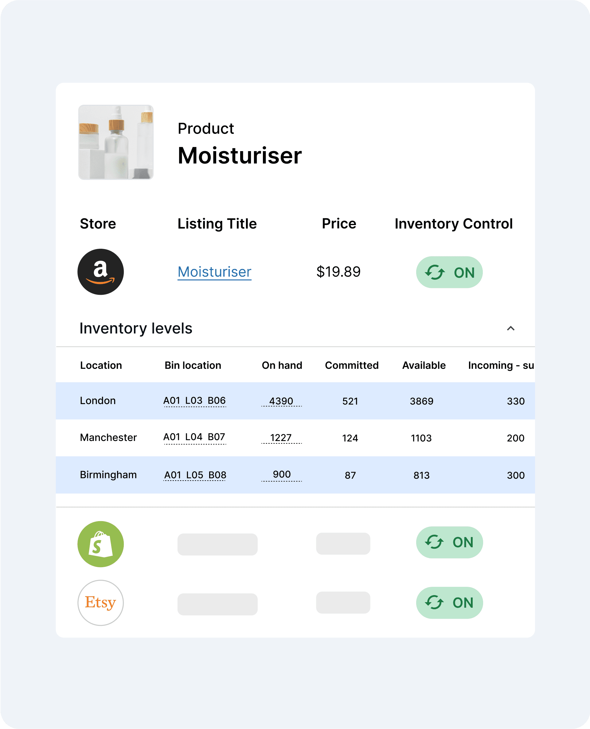 Inventory table